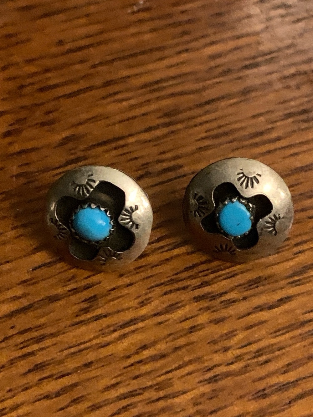 Vintage Navajo Shadowbox Turquoise Post Earrings